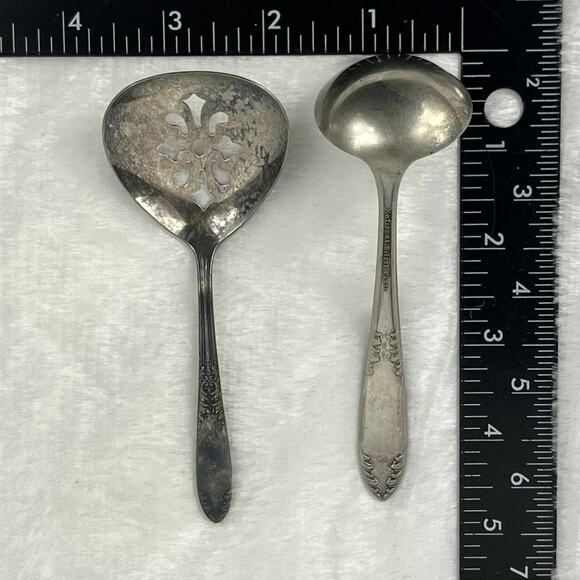 Vintage National Silver Plate Hostess Set Slotted & Gravy Ladles Ornate 3 Pc - Picture 9 of 9